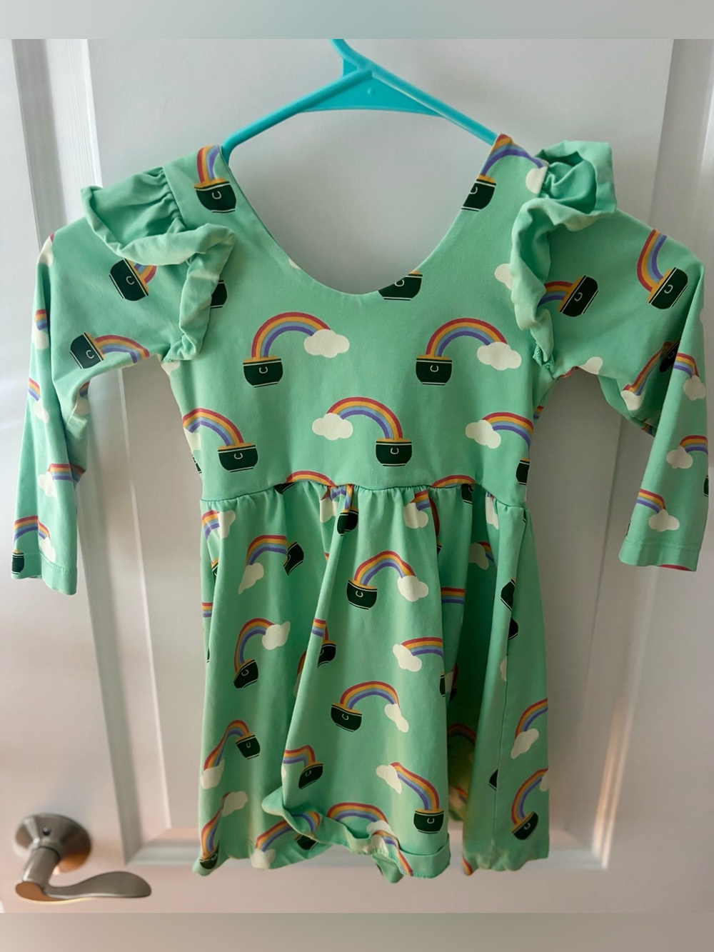 Monica and Andy St Patrick’s Day dress